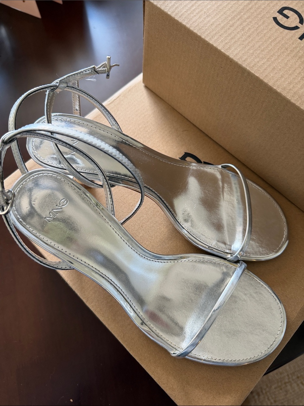 Mango silver strappy heel